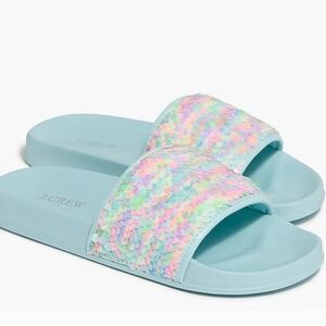 J. Crew Crewcuts Sequin Slide Sandals Aqua 2